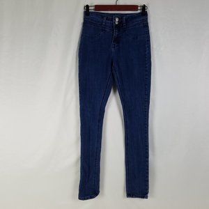 Rue 21 Jeans Juniors Size 1 Mid Rise‎ Double Button Jegging Dark Wash Blue Denim